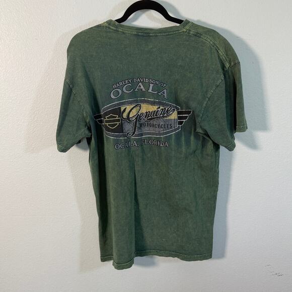 Harley-Davidson Ocala Florida Graphic T-Shirt Men’s L Distressed Green Tee - Picture 5 of 6